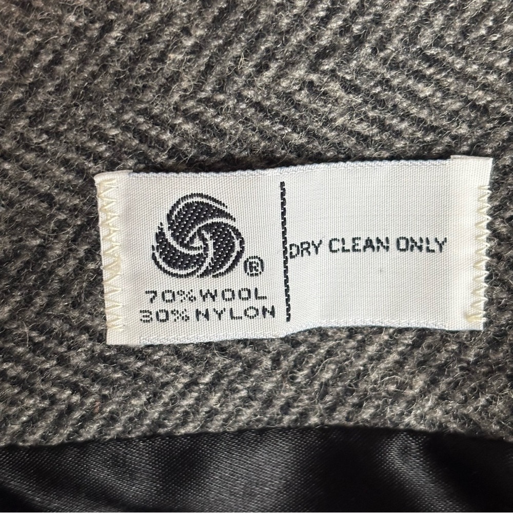 Vintage Stratojac Double Breasted Herringbone Grey Wool Blend Peacoat Jacket 44 - Picture 7 of 7